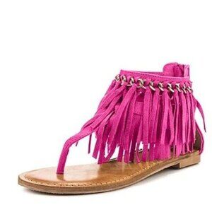 YDN Women Flip Flop Sandals Fringes Thong Flats Shoes Women Suede Tassels Metal